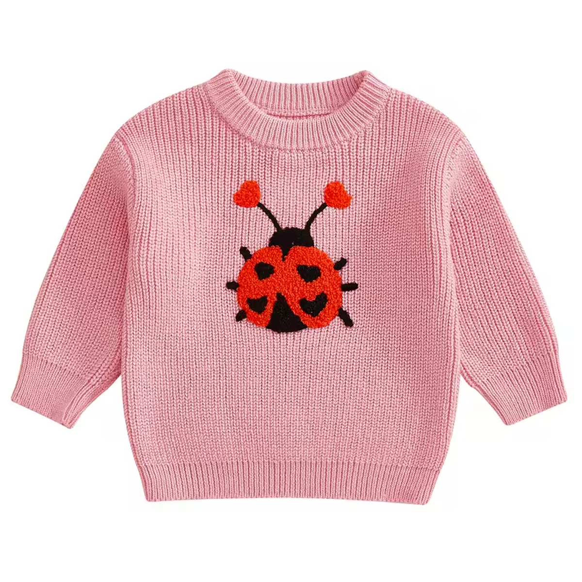 Chunky Knit Sweater | Pink Love Bug - PREORDER – BayBay Boutique