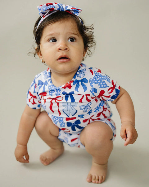 Bamboo Top & Shorts Set | Red-White & Bows - PREORDER