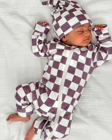 Zip Romper | Berry Cheesecake Checkerboard - PREORDER