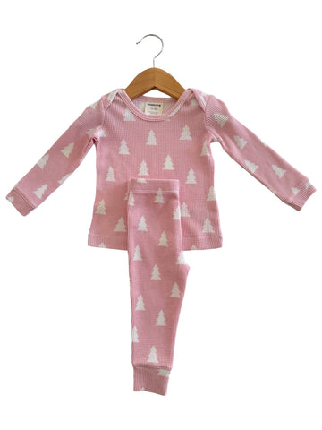 Waffle Top & Pants Set | Pink Christmas Trees - PREORDER