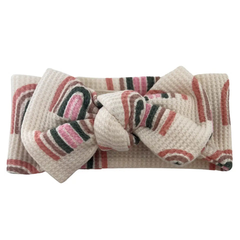 Waffle Knot Bow | Pink Rainbow - PREORDER