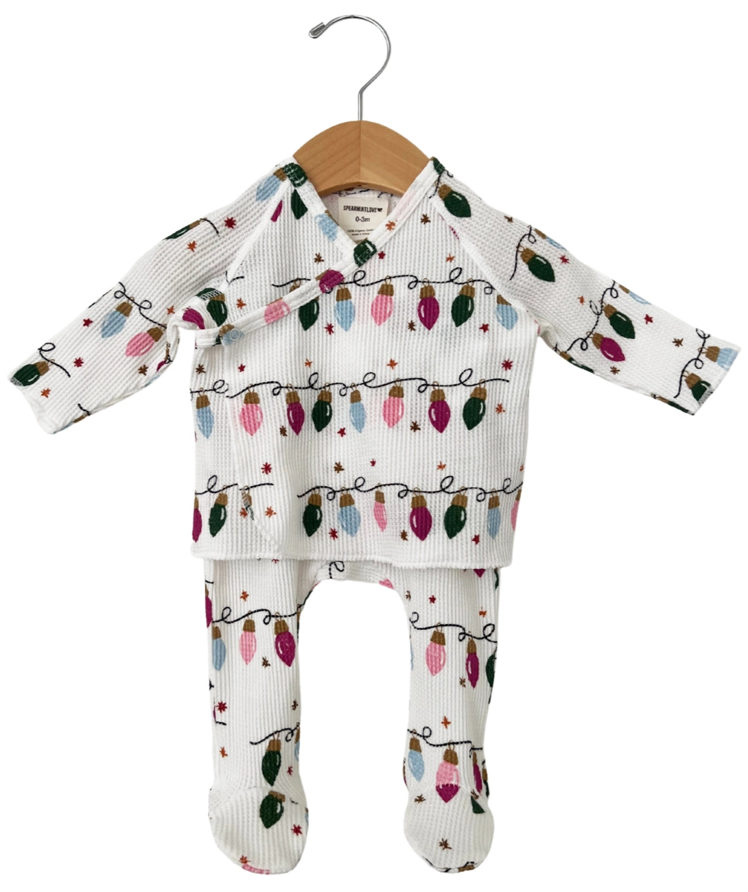 Waffle Kimono & Pant Set | Girly Christmas Lights - PREORDER