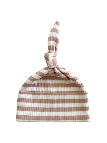 Ribbed Beanie Hat | Cream Stripes - PREORDER