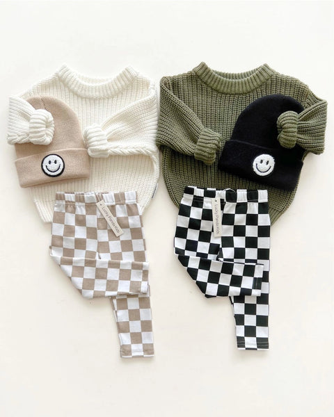 Checkered Leggings | Latte - PREORDER