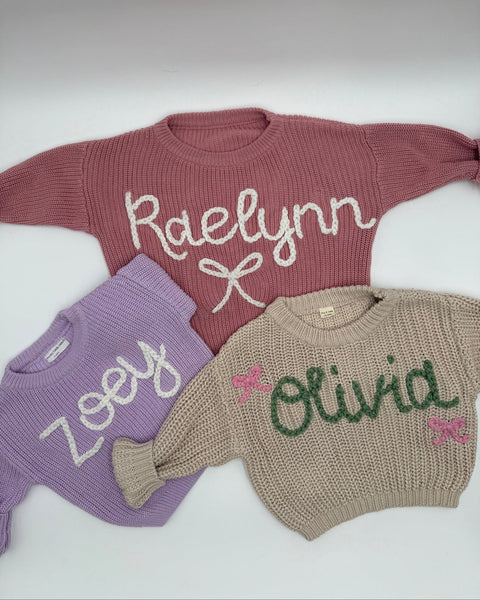 Yarn *CUSTOM* Name Chunky Knit Sweater | 11 Colors