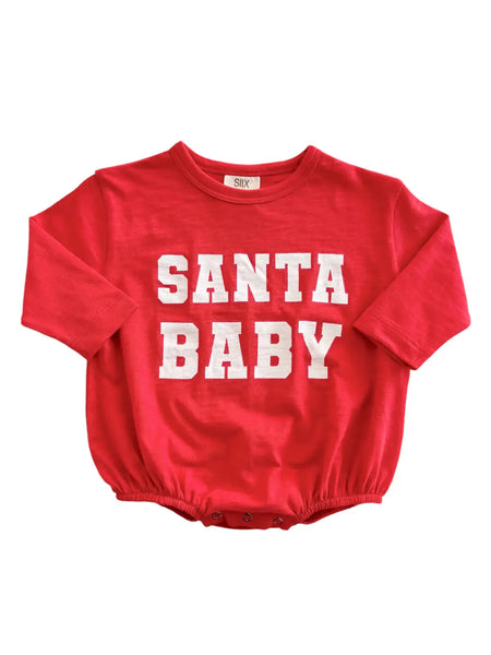 Long Sleeve Bubble Romper | Santa Baby - PREORDER