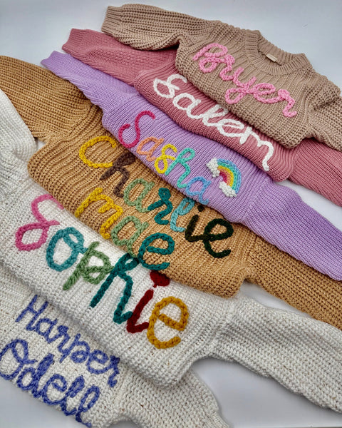 Yarn *CUSTOM* Name Chunky Knit Sweater | 11 Colors