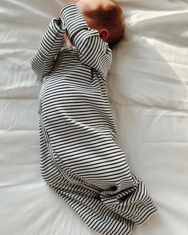 Organic Ribbed Gown | Black Stripes - PREORDER