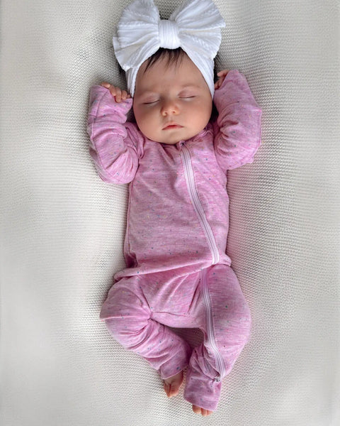 Speckle Zip Romper | Pink - PREORDER