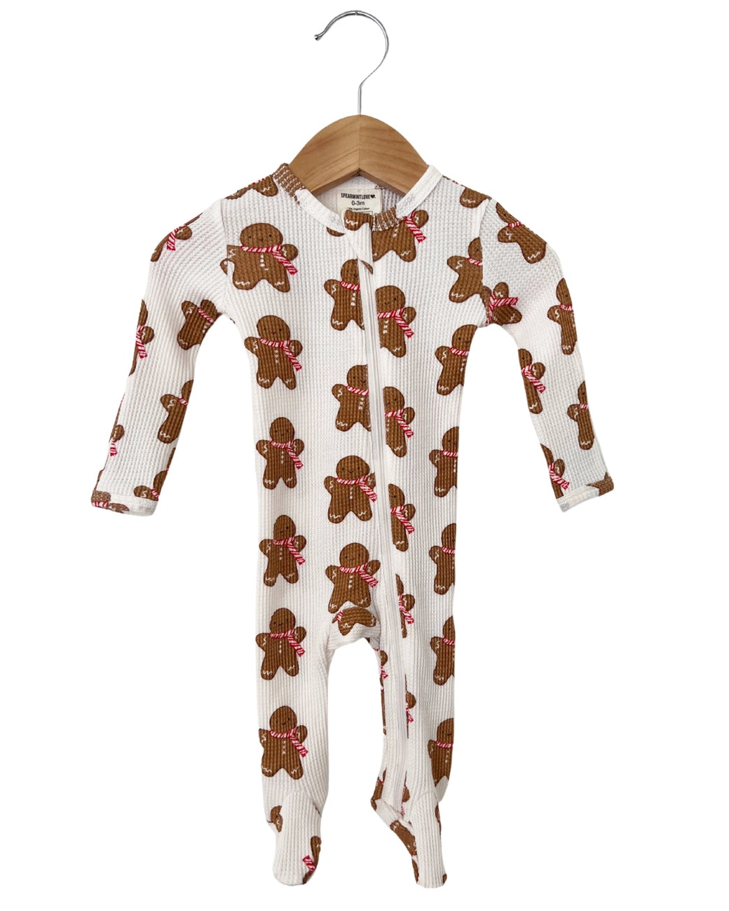 Waffle Zip Footie Romper | Gingerbread Man - PREORDER