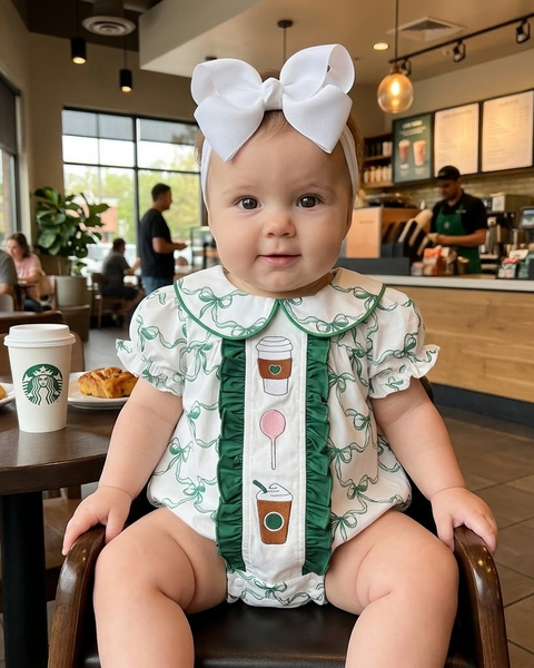 Smocked Collar Romper | Coffee Date - PREORDER