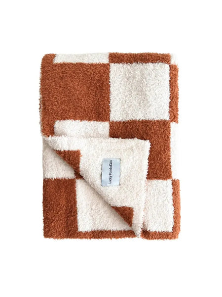 Checkered Plush Baby Blanket | Copper - PREORDER