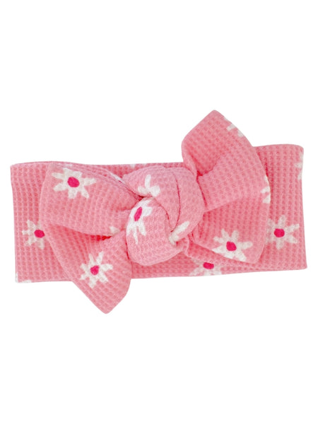 Waffle Knot Bow | Pink Flower - PREORDER