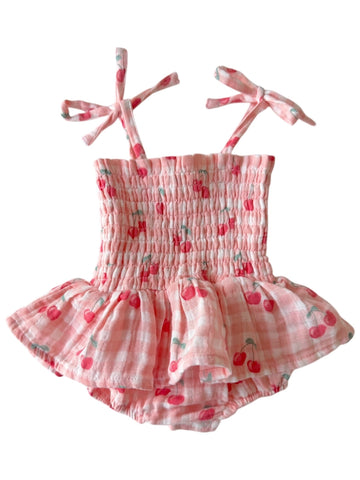 Tutu Romper | Gingham Cherries - PREORDER