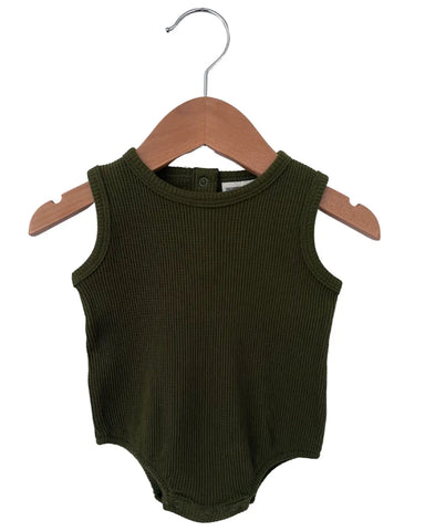 Waffle Tank Bubble Romper | Forrest - PREORDER