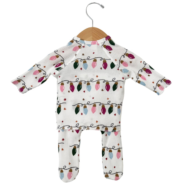 Waffle Kimono & Pant Set | Girly Christmas Lights - PREORDER