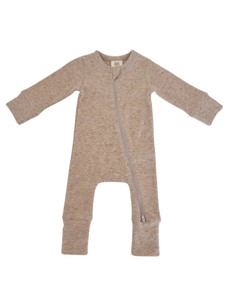 Speckle Zip Romper | Tan - PREORDER