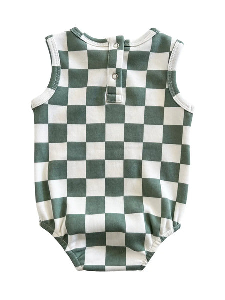 Tank Bubble Romper | Matcha Milkshake Checkerboard - PREORDER