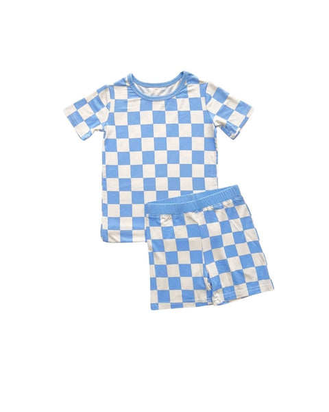 Bamboo Checkered Top & Pants Set | Blue - PREORDER
