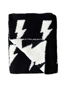 Lightening Bolt Plush Baby Blanket | Black - PREORDER
