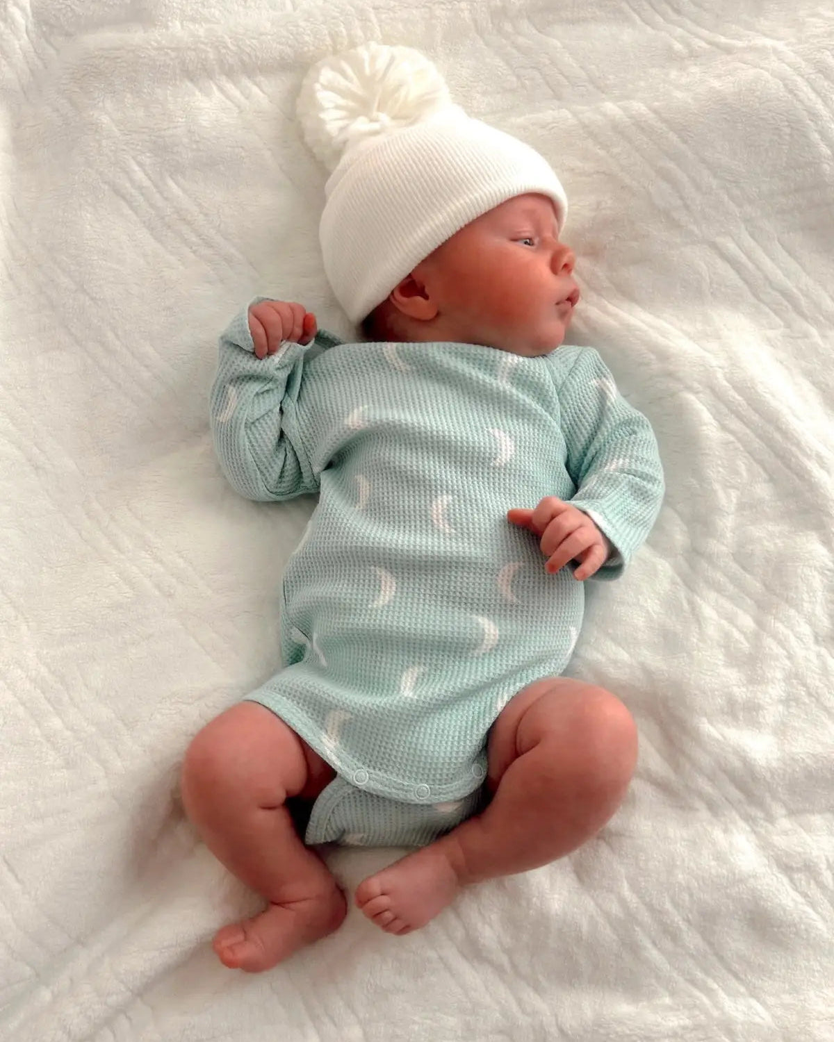 Waffle Long Sleeve Bodysuit | Light Blue Moon - PREORDER