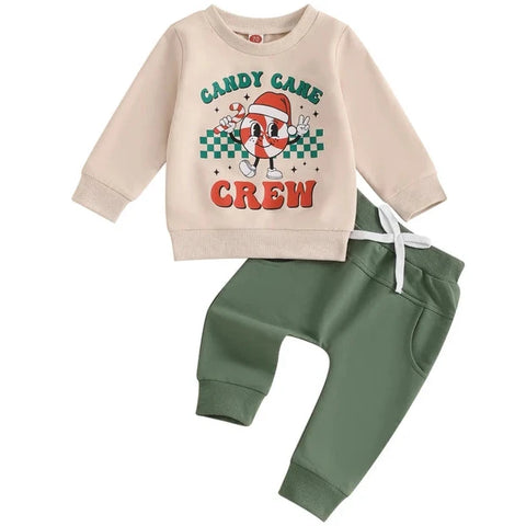 Candy Cane Crew Checkered Jogger Outfit - PREORDER