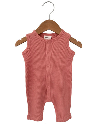 Waffle Tank Easy Romper | Dusty Rose - PREORDER