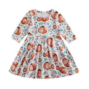 Greenery Floral Pumpkins Dress - PREORDER