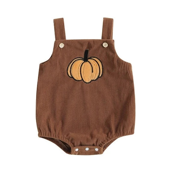 Pumpkin Corduroy Romper - PREORDER