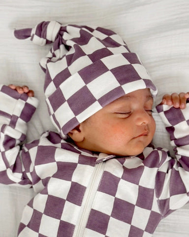 Beanie Hat | Purple Checkerboard - PREORDER
