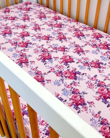 Stretch Crib Sheet | Violet Rose - PREORDER