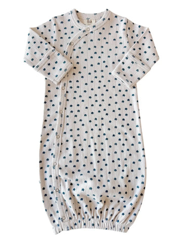 Organic Pointelle Gown | Blue Flower - PREORDER