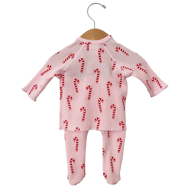 Waffle Kimono & Pant Set | Pink Candy Cane - PREORDER