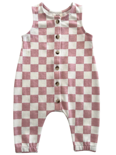 Tank Button Pants Romper | Strawberry Shortcake Checkerboard - PREORDER