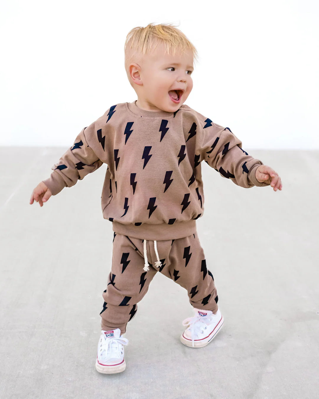 Top & Pants Set | Mocha Bolts - PREORDER
