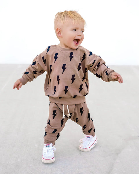 Top & Pants Set | Mocha Bolts - PREORDER