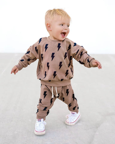 Top & Pants Set | Mocha Bolts - PREORDER