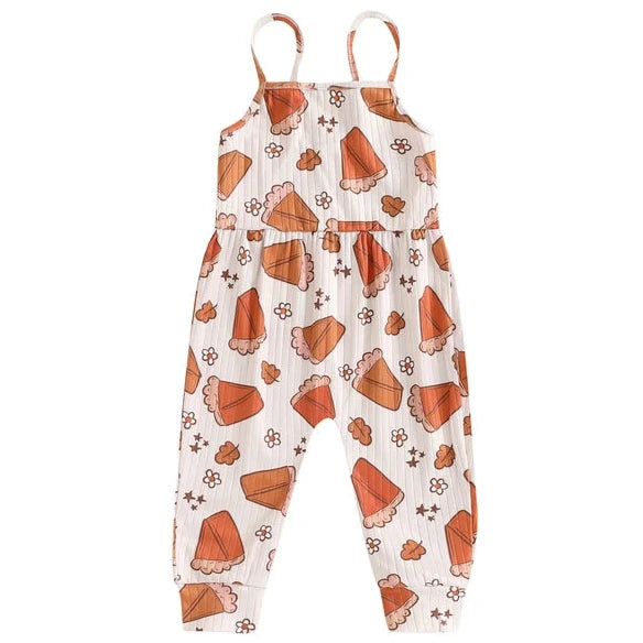 Pumpkin Pies & Fall Leaves Ribbed Pants Romper - PREORDER