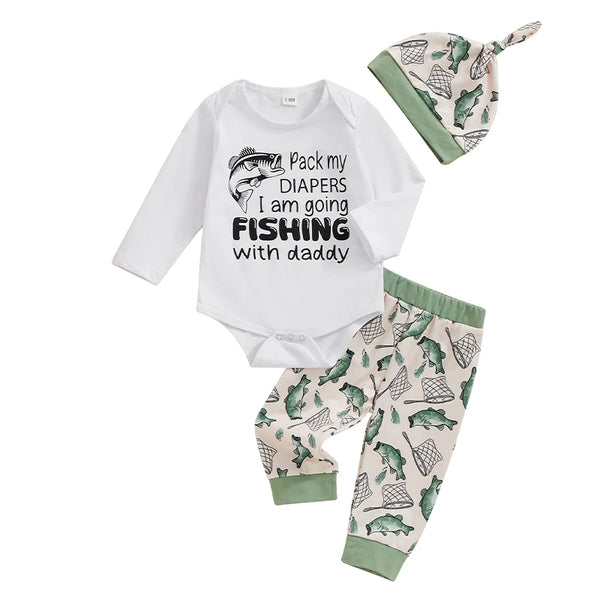 Pack my Diapers Daddys Fishing Buddy Outfits & Hats (2 Styles) - PREORDER