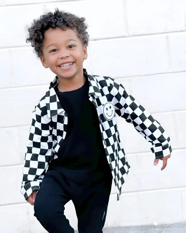 Shacket | Smiley Checkered Black - PREORDER
