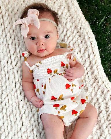 Smocked Ruffle Top & Bloomer Set | Mushroom - PREORDER