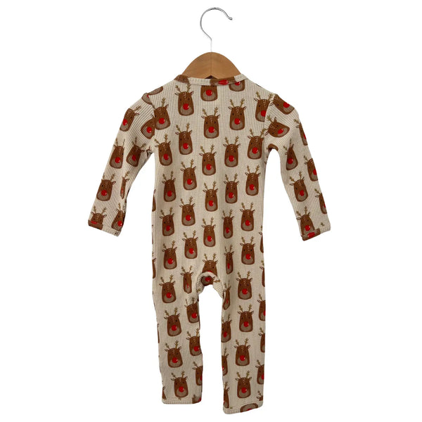 Waffle Zip Romper | Reindeer - PREORDER