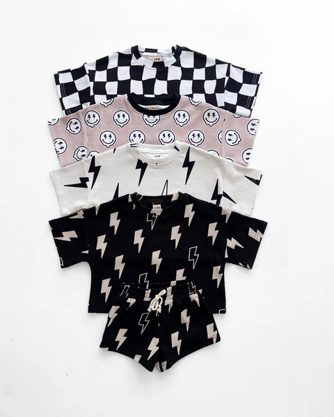 Top & Shorts Set | Black Bolts - PREORDER