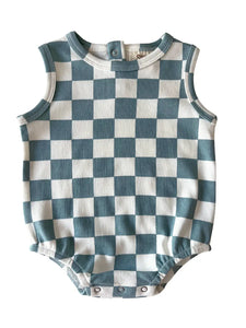 Tank Bubble Romper | Blueberry Muffin Checkerboard - PREORDER