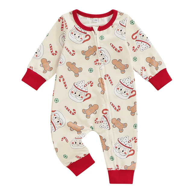 Santa Mugs & Cookies Zipper Romper - PREORDER