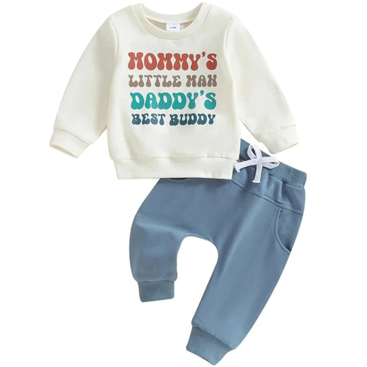 Mommys Little Man Daddys Best Buddy Jogger Outfit - PREORDER