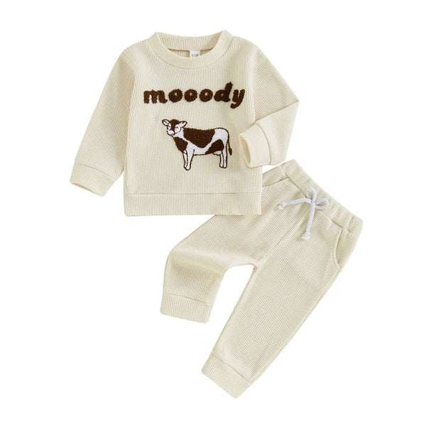 Neutral Moo Waffle Pants Outfits (2 Styles) - PREORDER