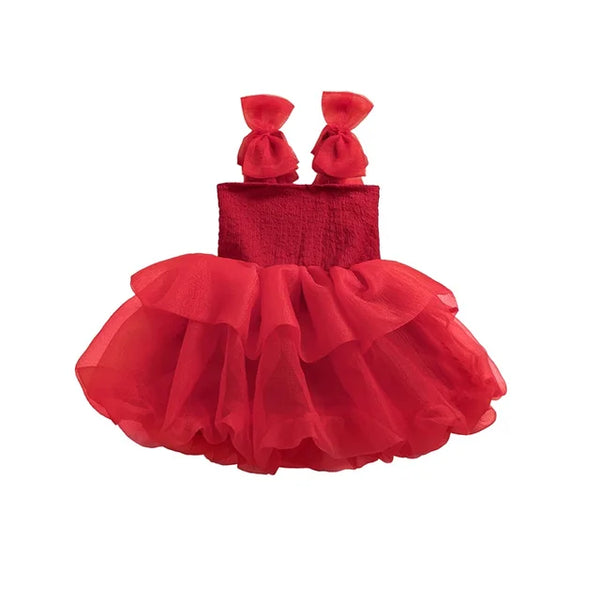 Christmas Bow Ruffles Tutu Dresses (3 Colors) - PREORDER