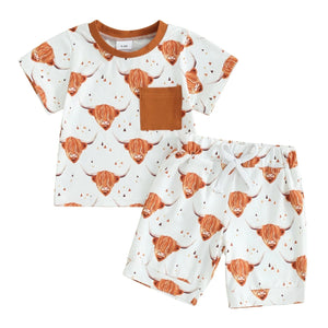 Highland Cows & Triangles Outfit - PREORDER