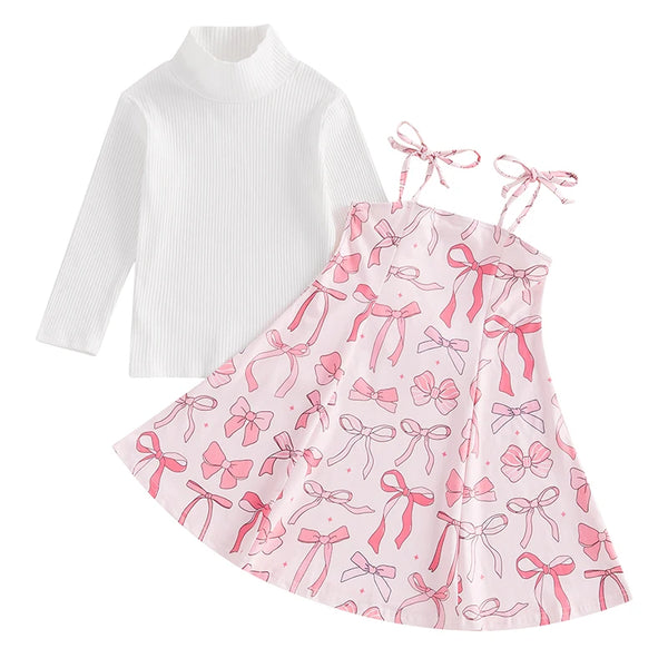 Hot Pink Bows & Stars Turtleneck Outfit Dress - PREORDER